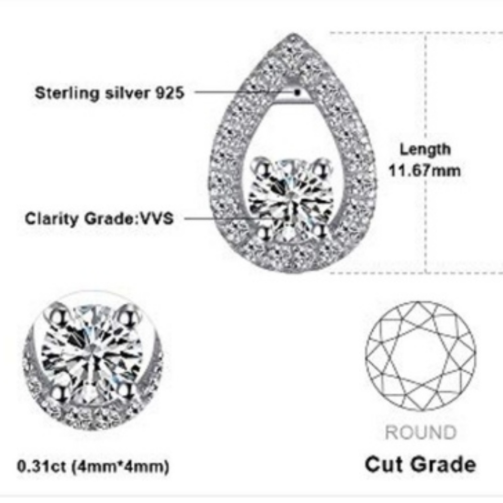 💋 Elegant Solitaire Pendant - 925 Sterling Silver - Picture 5 of 7